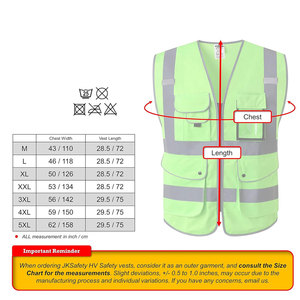 เสื้อกั๊กนิรภัยสะท้อนแสงสำหรับงานหนัก ทนทาน มีกระเป๋าหลายช่อง เหมาะสำหรับงานก่อสร้าง - Product Image 6