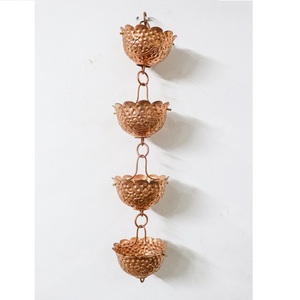 Cadena de lluvia de cobre para jardín | Acabado de cobre natural Diseño personalizado Cadena de lluvia de cobre - Product Image 6