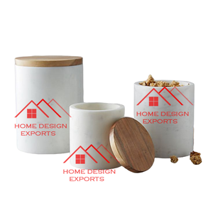 Juego de 4 recipientes de mármol con tapa de madera para almacenamiento de alimentos y especias, los mejores accesorios de cocina de tendencia - Product Image 2