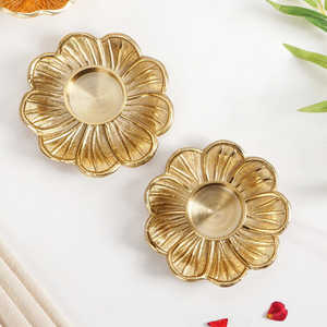 Portavelas con Forma de Flor, Acabado Dorado Personalizado, para Decoración del Hogar, Bodas, Navidad, Portavelas Decorativo - Product Image 3