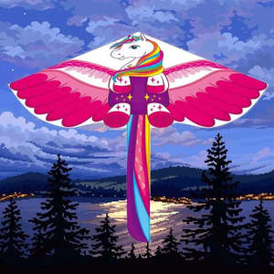 Nouveau cerf-volant Delta pour enfants en forme de licorne, en plastique et tissu nylon, pour le sport, le jardin, les cadeaux, avec cadre en fibre de verre - Product Image 2