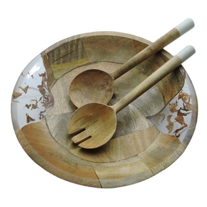 Cuenco de madera de Acacia fresca unido a resina para servir, juego de cuchara, cuenco de resina de madera para ocasiones, cuenco de madera decorativo para comida de restaurante de boda - Product Image 2