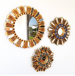 Peruvian <b>Mirrors</b> "Ivory Blue Daisy Collection" - Interior <b>Decoration</b> - Wall <b>Mirror</b> - Home <b>Decoration</b> - <b>Decorative</b> <b>Mirrors</b> - Product Image 1