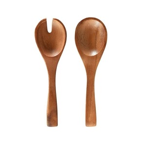 Servidores de ensalada de madera natural, mangos de aspecto único, juego de servidor de ensalada para ensalada, sopa, frutas especiadas, mezcla, servir, utensilios de cocina - Product Image 6