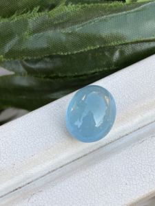Excellente pierre de Cabochons de forme ovale aigue-marine de couleur supérieure naturelle avec une pierre précieuse en vrac de bon lustre pour la fabrication de bijoux 9.22 carats - Product Image 3