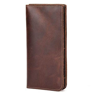 Chéquier en cuir pour hommes Chéquier Portefeuille pli Long Portefeuille en cuir de vachette mince Portefeuille en cuir véritable - Product Image 3