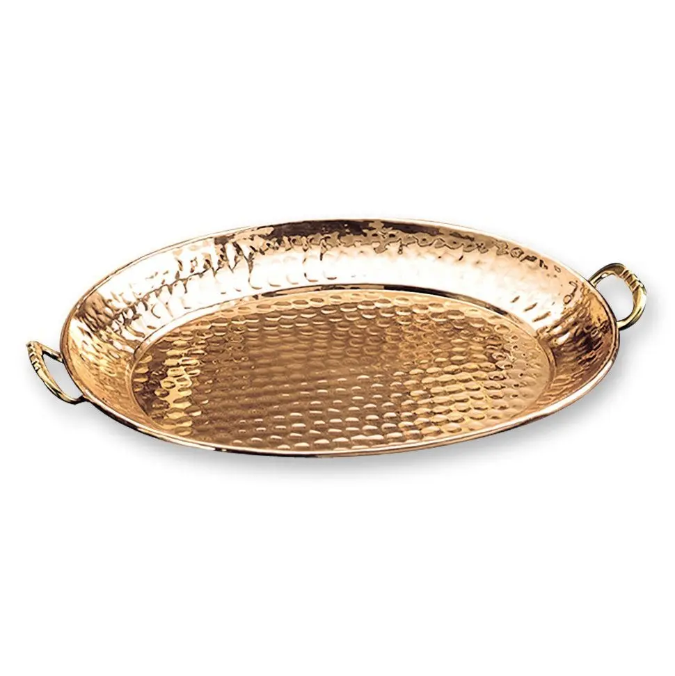 Metal Copper Finished seafood serving tray deep Hammered design Champagne storage tray Beach service tray