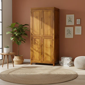 Armoire en teck de style moderne et durable avec bois légal indonésien pour la maison, meuble de chambre à coucher à 4 portes, classique et magnifique - Product Image 4