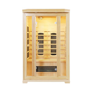 <span class=keywords><strong>Sauna</strong></span> de Infrarrojos de Madera de Hemlock de Lujo para 2 Personas con Puerta de Vidrio Completa |   Conjunto de Bienestar para el Hogar - Product Image 1