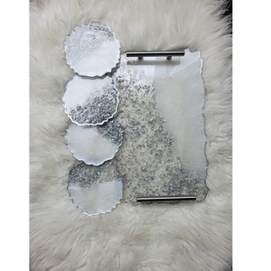 Conjunto de posavasos de bandeja de servicio de resina decorativa de diseñador hecho a mano personalizado de alta calidad para restaurantes caseros patrón de modelo indio - Product Image 4