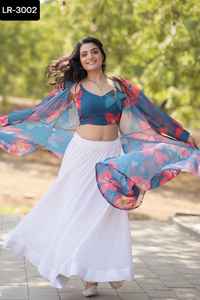 Georgette de imitación de estilo indio de Bollywood con diseño de plisado aplastante Lehenga Choli para festivales y bodas Choli - Product Image 6