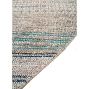 Tapis en laine afghane noué à la main Blythe Blue, design rectangulaire rayé bohème en patchwork pour usage domestique - LSEA-1197 Tapis de chambre - Product Image 4