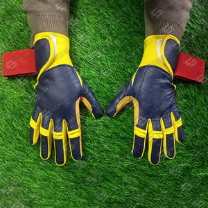 Gants de frappe de baseball en cuir de vachette véritable de haute qualité, en combinaison de couleurs orange et beige uniques, pour l'entraînement - Product Image 5