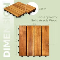 Dalles de terrasse extérieures en bois d'acacia 300x300mm, style moderne, à emboîtement, lisses, antidérapantes, pour jardin, double usage
