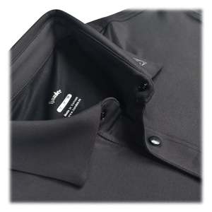 Handee Men's Black Golf <b>Coat</b> 100% Polyester Knitted Fabric Quick Dry 4-Stripe Horizontal Design - Product Image 3