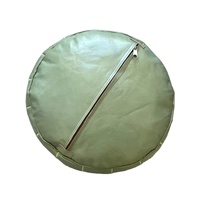 Puf Otomano de Cuero Genuino Verde Marroquí Hecho a Mano, Reposapiés para Sala de Estar, Dormitorio, Taburete de Sofá, Funda Extraíble Tradicional