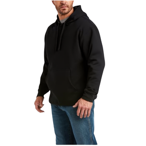 Custom Mens <b>Black</b> Pullover <b>Hoodie</b> <b>Plain</b> Fleece Hooded Sweatshirt Casual Long Sleeve Trackstar OEM Private Label - Product Image 1