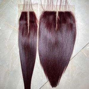 Extensions de cheveux de trame droites en os de couleur bordeaux de haute qualité 12A fermeture assortie pour une belle perruque - Product Image 3