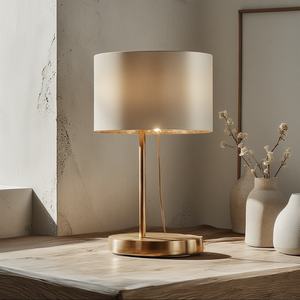 Lampe de table en métal moderne et écologique, abat-jour en tissu, conception artisanale simple pour chambre à coucher, maison, hôtel, culot d'ampoule E27, alimentation secteur - Product Image 3