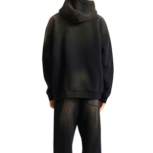 ชุดวอร์มมีฮู้ดสำหรับผู้ชายชุดวิ่งออกกำลังกายแบบสีพื้นพร้อมกางเกง - Product Image 5