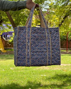 Sac fourre-tout en coton matelassé de grande capacité, durable, réutilisable, écologique, doux, rembourré, fermeture éclair, pour le shopping, les voyages, le transport quotidien - Product Image 3