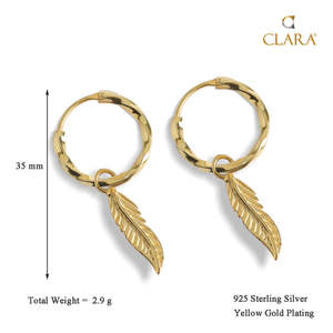 Boucles d'oreilles créoles en argent sterling 925 de qualité supérieure pour femmes et filles, motif plume, cadeau idéal - Product Image 3