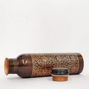 Botella de cobre con grabado Floral brillante antiguo Calidad Premium Vasos de calidad premium Cobre recubierto lacado recién llegado - Product Image 3