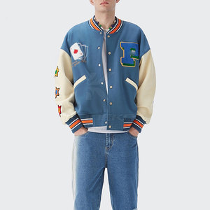 Lettermen Jacket Men Outdoor Winter Warm <b>Wool</b>/Cotton Street Casual Stand Collar Front Logo Breathable Eco-Friendly High Quality - Product Image 5