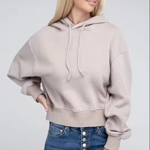 Sweat-shirt à capuche pour femme Acid Wash Athletic Hoodie Fleece Long Sleeve Cropped Hoodie Fleece Women Sweatshirt - Product Image 1