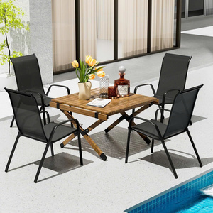 Chaise de salle à manger d'extérieur empilable avec cadre en acier et maille respirante, meubles de patio, jardin et balcon - Product Image 2