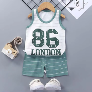 Vente en gros de costumes d'été pour garçons en deux pièces, veste et short d'été pour enfants, costume de veste pour enfants, vêtements d'été en coton pour filles - Product Image 2