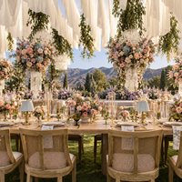 Plan personnalisé pour la décoration de table de mariage en plein air, fleurs artificielles, fournitures de décoration de mariage en gros