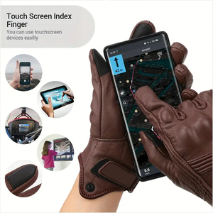 Gants de moto en cuir véritable pour adulte compatibles avec écran tactile à isolation thermique imperméable hiver 2025 PAR AMAZING INDUSTRIES - Product Image 6