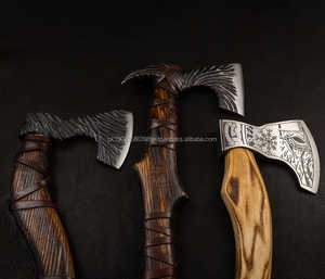 Precio de fábrica Uso multiusos Mango de madera de diferentes colores Ejes de acero damasco Diseño más popular de alta calidad Ejes Damasco - Product Image 4