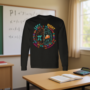Pi Day Left And Right Brain Math Pie T-shirt à manches longues pour étudiants et enseignants - Product Image 3