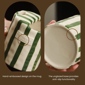 Tasse de voyage rayée 2026 très tendance, en céramique faite à la main, peinte à la main, pour café à emporter, cadeau de Fête des Mères pour elle - Product Image 4