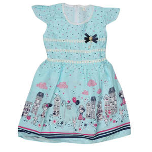 ชุดเดรสปักลายสำหรับเด็กผู้หญิง - สีฟ้า - Product Image 1