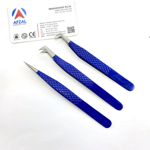 Pince à épiler d'extension de cils en acier japonais testée à la main et pince à épiler volume russe en finition bleue écologique - Product Image 6