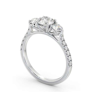 เครื่องประดับเพชรเลี้ยงในห้องปฏิบัติการสุดฮิตสำหรับงานแต่งงาน แหวนเพชรทรงกลมสามเม็ด VVS แหวนหมั้นเพชร แหวนแต่งงานแบบครึ่งวง - Product Image 6