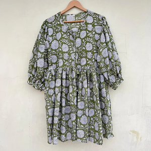 Hecho a mano Chic Floral sólido Midi longitud vestido de verano para mujer alta calidad 100% algodón sostenible impresión Digital otoño - Product Image 1