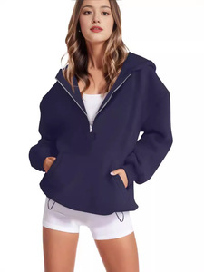 Sudadera con Capucha Informal para Mujer, Otoño, Forro Polar, Antibolitas, Color Sólido, con Diseño de Logotipo Estampado en la Parte Delantera - Product Image 2