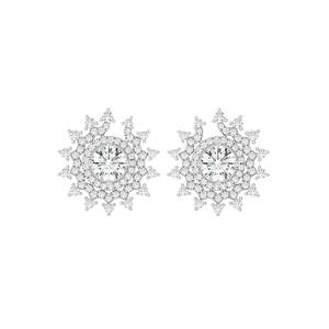 Hermosos Pendientes de Diamantes Redondos de Corte Brillante de 2.97ct en Oro Blanco de 10K para Boda o Compromiso por Rikhava Diamonds - Product Image 2