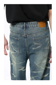 Jeans en denim délavé déchiré à taille mi-haute de qualité supérieure, streetwear personnalisé, décontracté, ample, baggy, lavé - Product Image 6