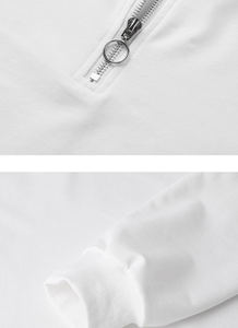 Logo personnalisé Streetwear pour hommes Sweats à capuche en coton à demi-fermeture éclair Sweat-shirt à col montant Polo à manches longues pour hommes Chemise de travail à demi-fermeture éclair - Product Image 5