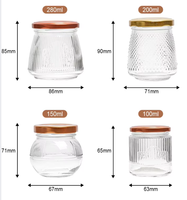 Pot en verre rond de haute qualité pour aliments, miel, confiture, pudding, mayonnaise, 100 ml (3 oz), avec couvercle en métal
