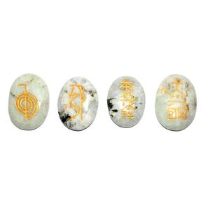 Juego de 4 Piezas de Cristal con Símbolo Reiki Ovalado de Piedra Natural - Product Image 3
