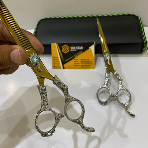 PURE 440C GOLD nouveauté droitier haute qualité ciseaux de coiffure Dragon poignée en acier inoxydable PU pochette en cuir Sharp - Product Image 5