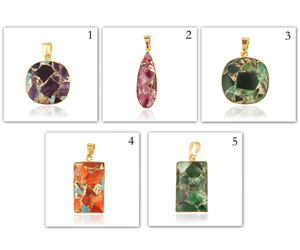 Vente en gros de bijoux à la mode mohave, pendentif en cuivre violet, turquoise, plaqué or, connecteur en forme de coussin, pendentif en pierre précieuse, bijoux - Product Image 3