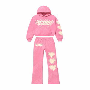 <b>Couple</b> <b>Matching</b> Black & Pink Heart Tracksuit Set Unisex <b>Hoodie</b> and Sweatpants Streetwear Outfit 2026 Model - Product Image 3