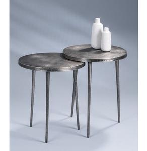 Mesas Nido Metálicas Plateadas Contemporáneas con Cubiertas Negras, Diseño Moderno y Elegante para Decoración del Hogar, Juego Premium - Product Image 2